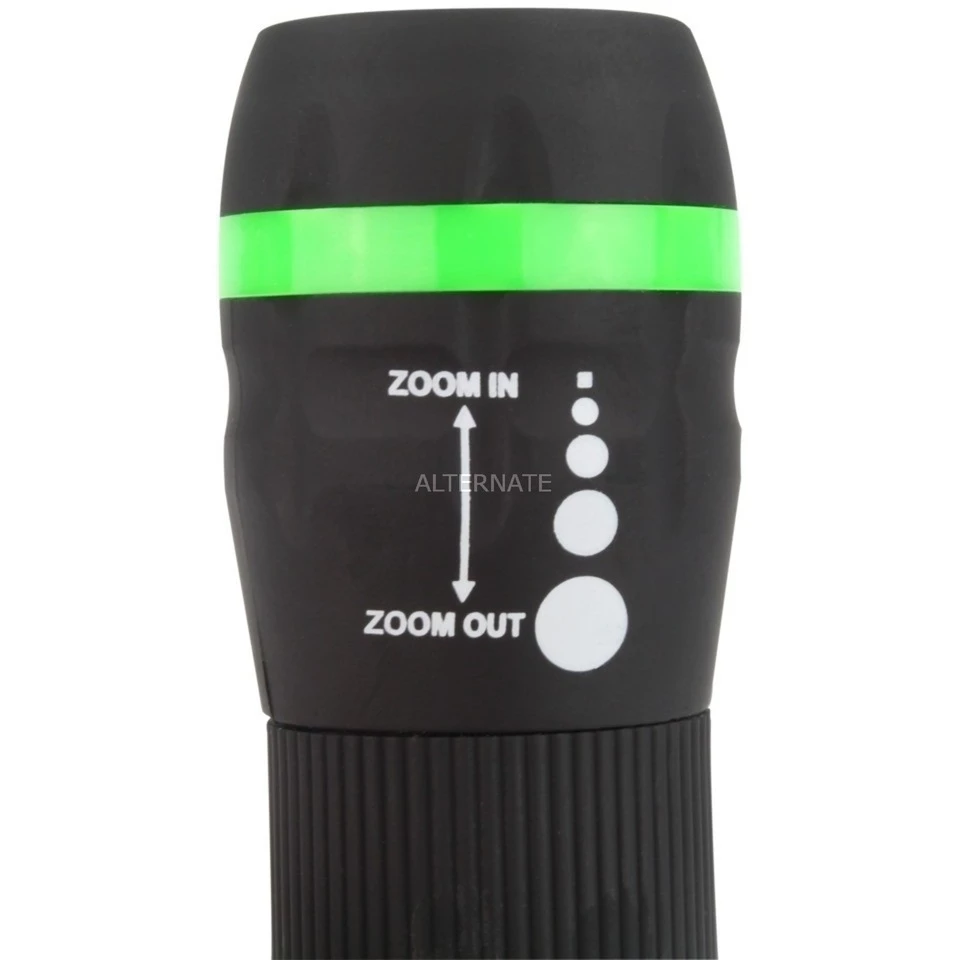 Taschenlampen HyCell Zoom-Flashlight 1W-LED, Taschenlampe (schwarz/grün) 6 Taschenlampen HyCell Zoom-Flashlight 1W-LED, Taschenlampe (schwarz/grün) – Bild 4