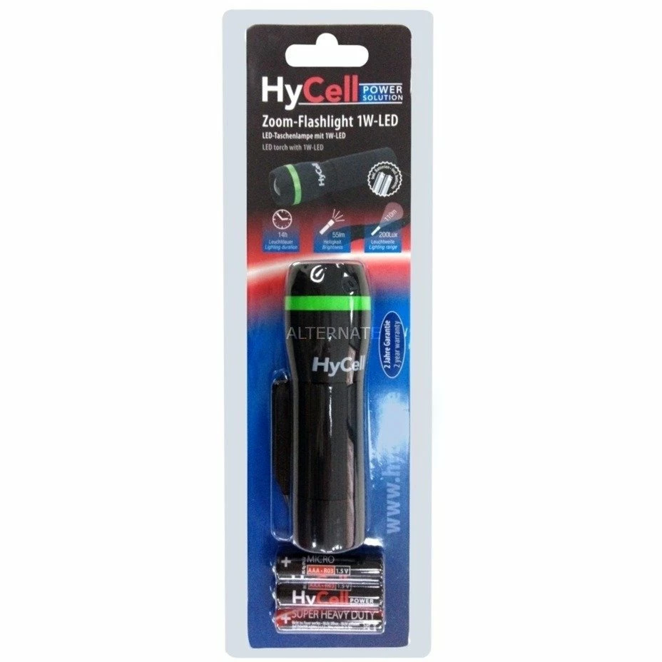 Taschenlampen HyCell Zoom-Flashlight 1W-LED, Taschenlampe (schwarz/grün) 7 Taschenlampen HyCell Zoom-Flashlight 1W-LED, Taschenlampe (schwarz/grün) – Bild 5