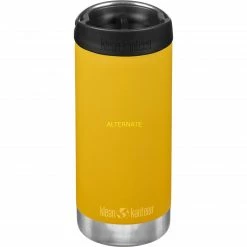 Trinkflaschen Klean Kanteen Trinkflasche TKWide VI Vakuumisoliert, 355ml (gelb, Mit Schwarzer Café Cap)