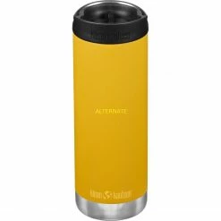 Trinkflaschen Klean Kanteen Trinkflasche TKWide VI Vakuumisoliert, 473ml (gelb, Mit Schwarzer Café Cap)