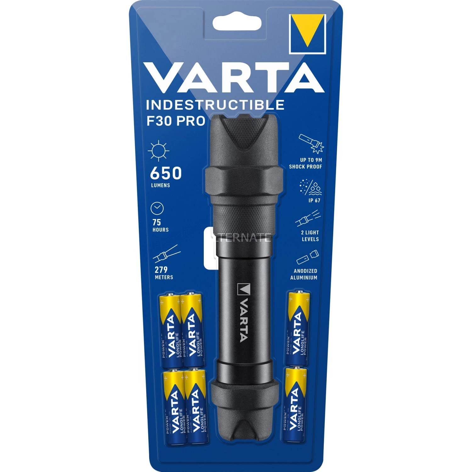 Taschenlampen Varta Indestructible F30 Pro, Taschenlampe (schwarz) 3 Taschenlampen Varta Indestructible F30 Pro, Taschenlampe (schwarz)